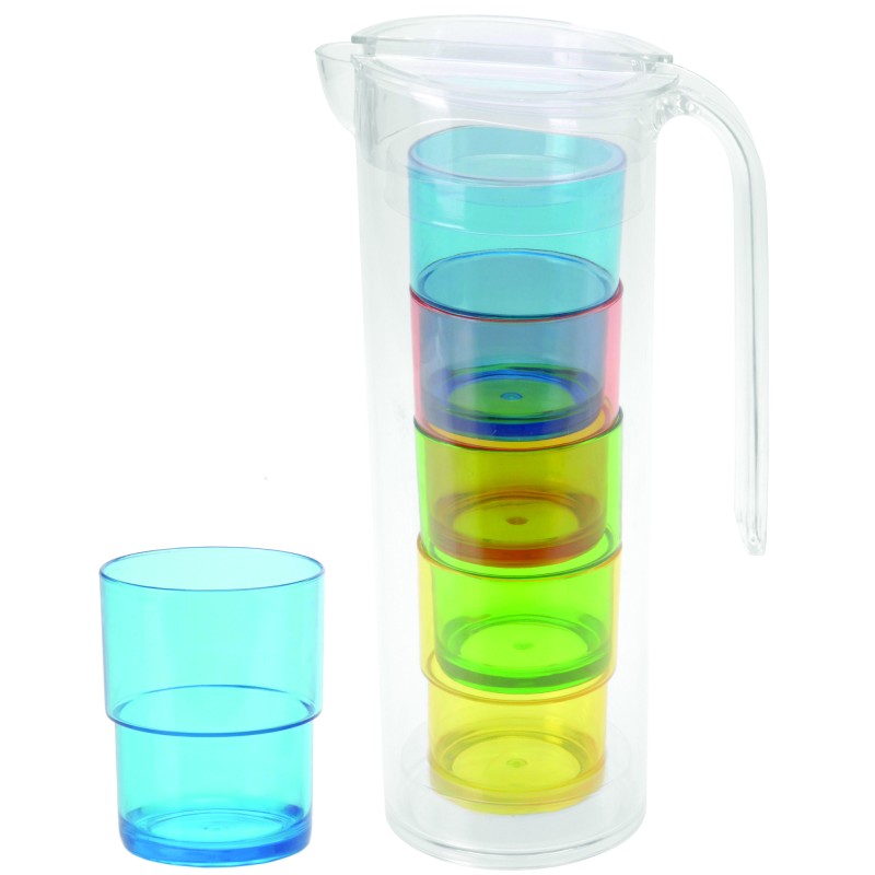 CARAFE + 4 GOBELETS COULEUR