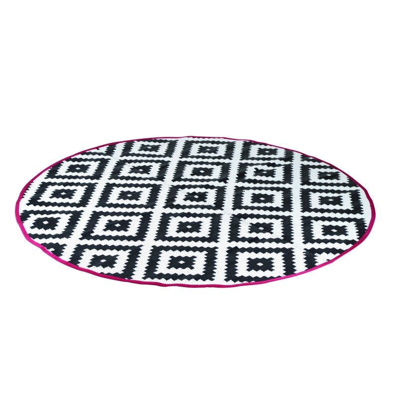 TAPIS NOIR ET BLANC DIAM 200 CM  - 380 gr/m2 VINTAGE