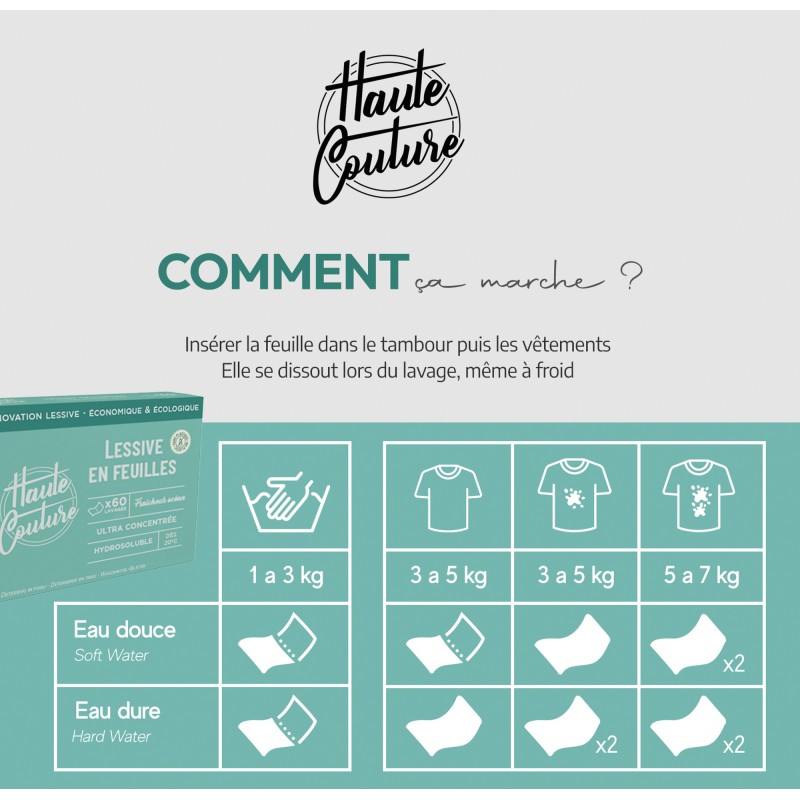 LESSIVE EN FEUILLES CONCENTREE HAUTE COUTURE (60 LAVAGES)
