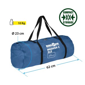TONNELLE MEDUSA II 3 X 3 M GRIS ET BLEU BRUNNER