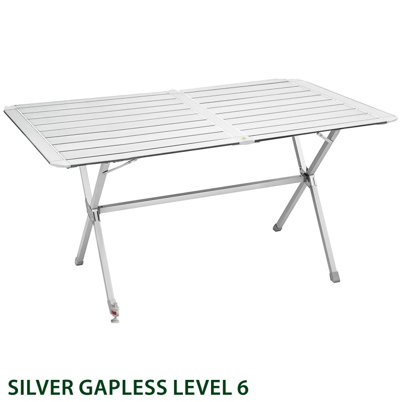 TABLE PLIANTE SILVER GAPLESS LEVEL 6 PLAN ENROULABLE 140 X 81 X 70 CM BRUNNER