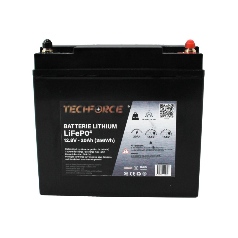 BATTERIE LITHIUM LIFEPO4 12 V 6Ah TECHFORCE
