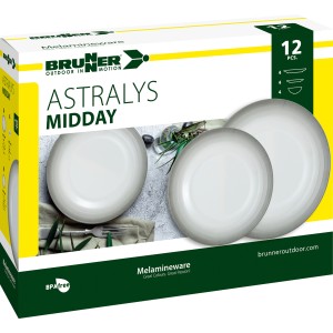 PACK VAISSELLE MIDDAY ASTRALYS 12 PIECES MELAMINE ANTIGLISSE BRUNNER