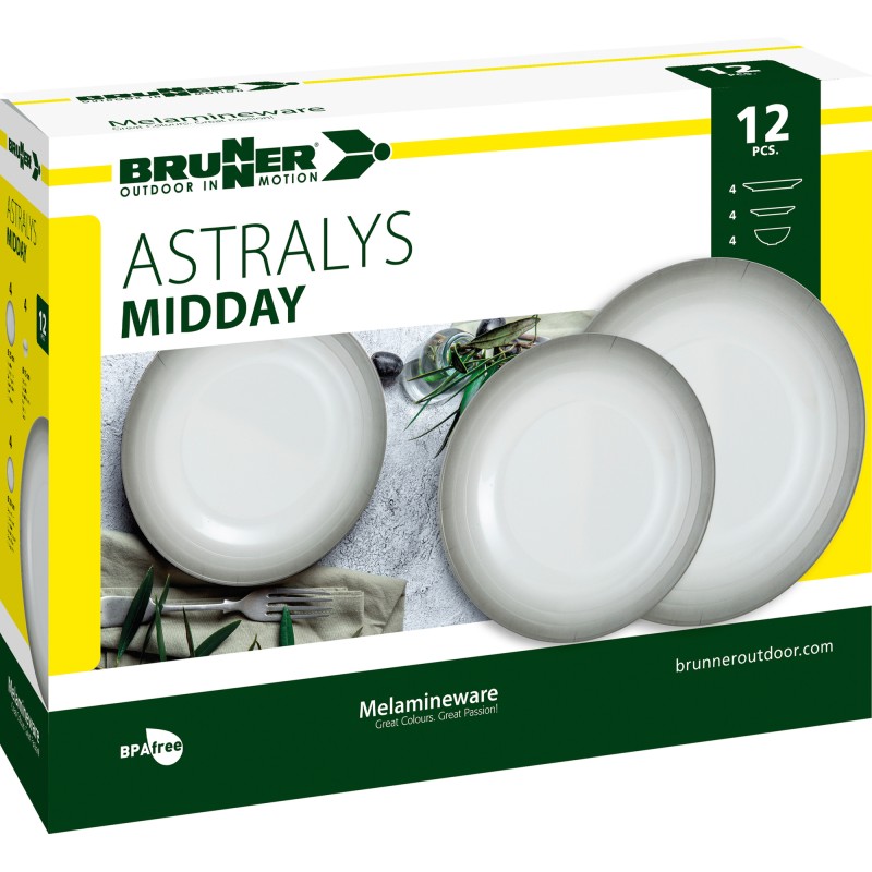PACK VAISSELLE MIDDAY ASTRALYS 12 PIECES MELAMINE ANTIGLISSE BRUNNER