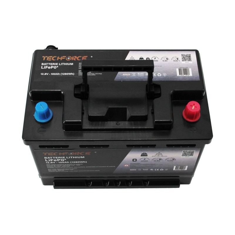 BATTERIE LITHIUM LIFEPO4 12 V 100Ah BLUETOOTH TECHFORCE