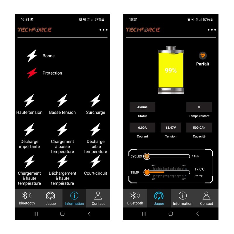 BATTERIE LITHIUM LIFEPO4 12 V 100Ah BLUETOOTH TECHFORCE
