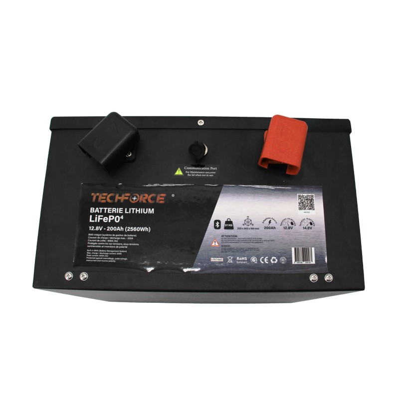 BATTERIE LITHIUM LIFEPO4 12 V 200Ah SOUS LE SIEGE BLUETOOTH TECHFORCE