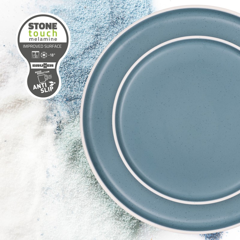 PACK VAISSELLE MIDDAY DOLOMIT BLEU 12 PIÈCES STONE TOUCH ANTIGLISSE - BRUNNER